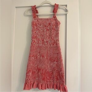 Gianni Bini Red gingham smocked dress L